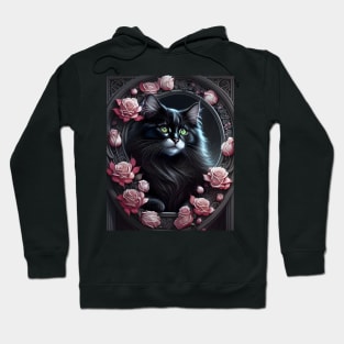 Cat with Roses - Modern digital art Hoodie